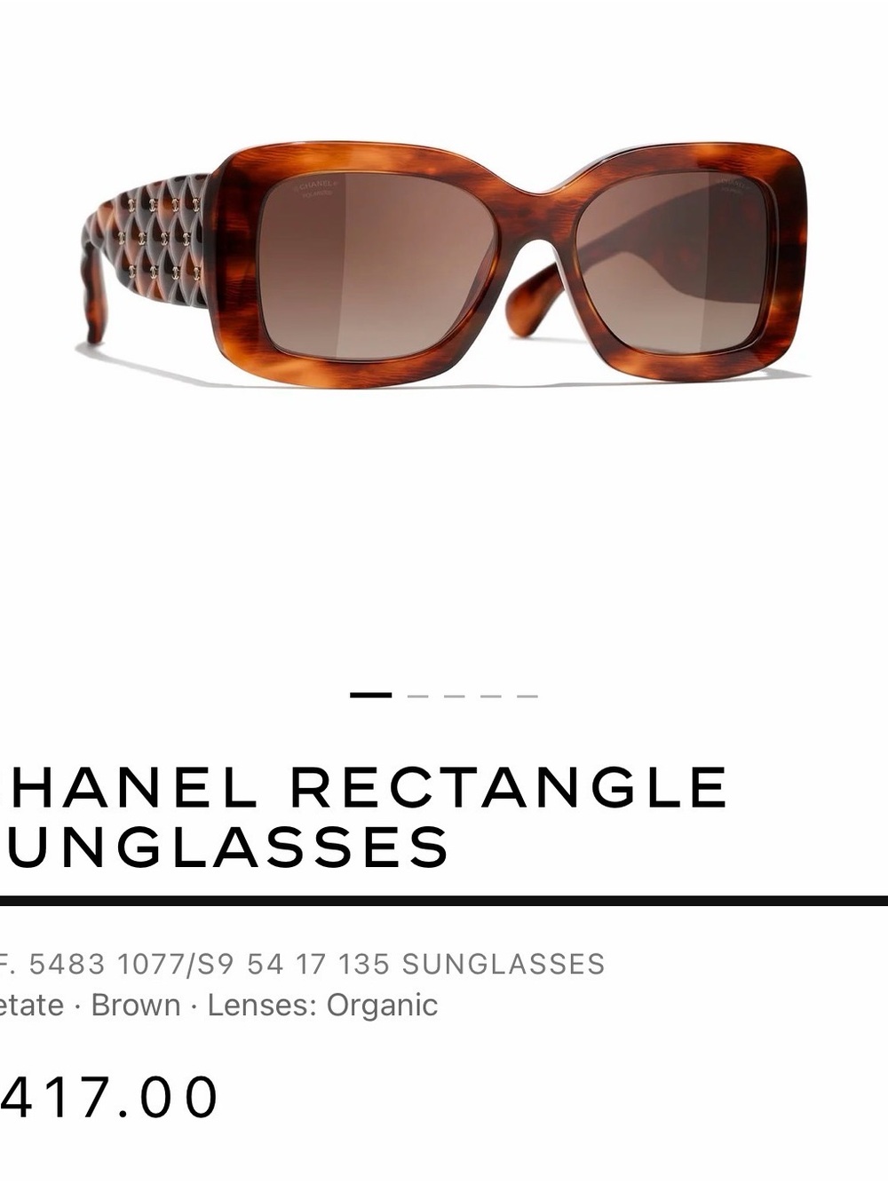 CHANEL Tortoiseshell Square Sunglasses